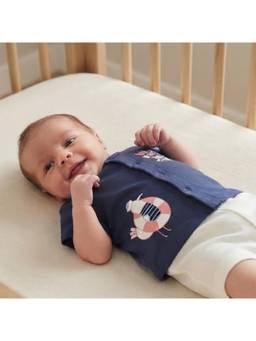 MINI KLUB - Baby Boys Navy Blue Cotton Half Sleeves Front Open Vest