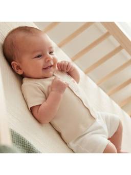 MINI KLUB - Baby Beige Cotton Half Sleeves Front Open Vest
