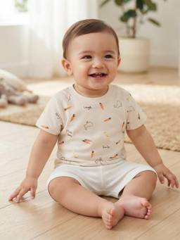 MINI KLUB - Baby Off White Bunny Print Cotton Half Sleeves T-Shirt