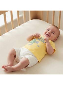 MINI KLUB - Baby Boys Yellow Turtle Print Cotton Half Sleeves T-Shirt