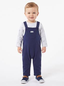 MINI KLUB - Baby Boys Blue Cotton Dungaree with T-Shirt