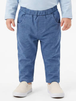 MINI KLUB - Baby Boys Blue Cotton Solid Knit Pant