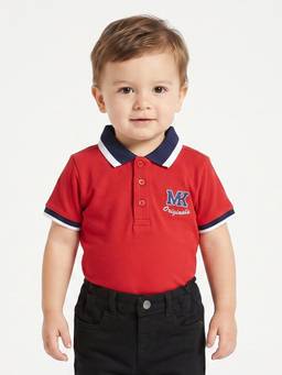 MINI KLUB - Baby Boys Red Cotton Polo T-Shirt Regular Fit Casual Wear