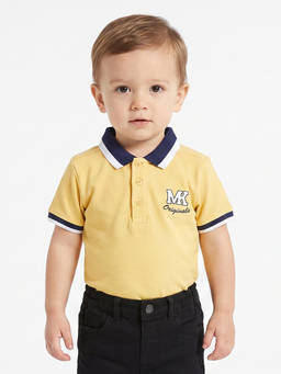 MINI KLUB - Baby Boys Yellow Cotton Polo T-Shirt Regular Fit Casual Wear