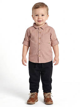 MINI KLUB - Baby Boys Peach Shirt & Black Cargo Pant