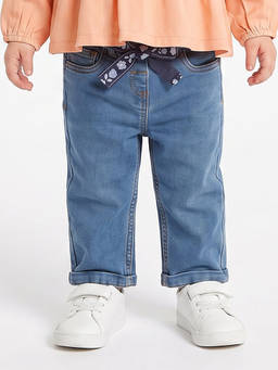 MINI KLUB - Baby Girls Blue Denim Jeans with Belt