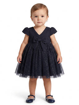 MINI KLUB - Baby Girls Black Glitter Mesh Party Dress