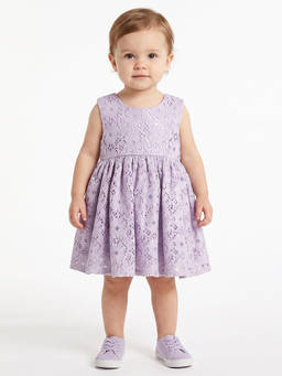 MINI KLUB - Baby Girls Lavender Floral Lace Dress With Bloomers
