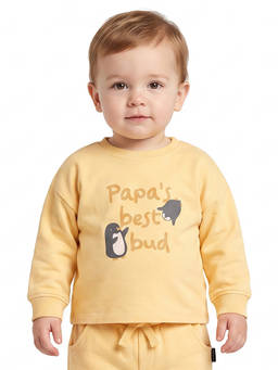 MINI KLUB - Baby Boys Yellow Cotton Printed Full Sleeves T-Shirt