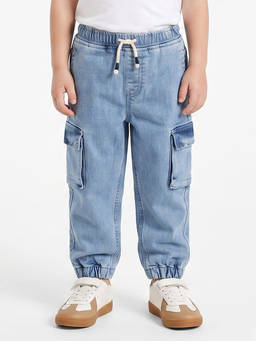 MINI KLUB - Baby Boys Blue Denim Cargo Jogger Jeans