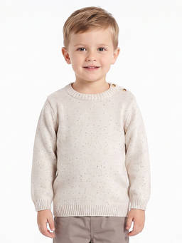 MINI KLUB - Baby Boys Off White Knitted Nep Full Sleeves Sweater