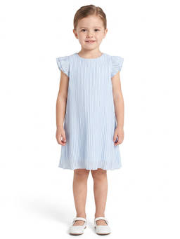 MINI KLUB - Baby Girls Sky Blue Solid Pleated Dress