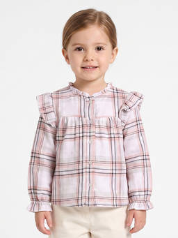 MINI KLUB - Baby Girls Multi-Color Checked Ruffle Shirt