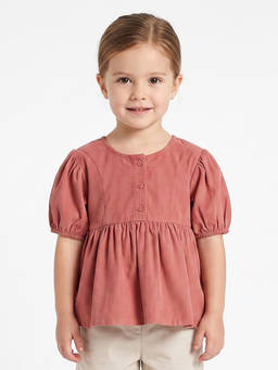 MINI KLUB - Baby Girls Rust Corduroy Peplum Top