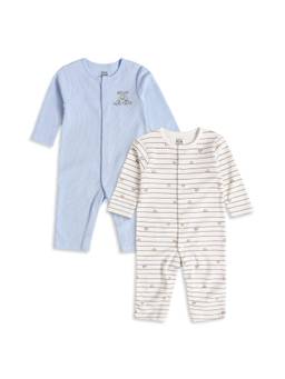 MINI KLUB - Baby Boys Cotton Full Sleeves Front Open Romper (Pack of 2)