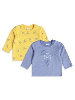 MINI KLUB - Baby Cotton Full Sleeves Multi-Color T-Shirt (Pack of 2)