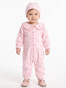 MINI KLUB - Baby Girls Pink Heart Print Full Sleeves Romper