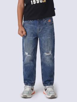 Jack & Jones Junior - Boys Blue Distressed Comfort Fit Jeans