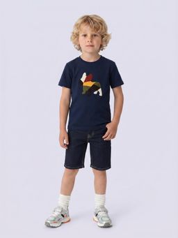 Jack & Jones Junior - Boys Navy Blue Dog Embroidered T-Shirt