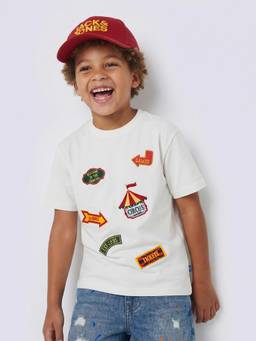 Jack & Jones Junior - Boys Graphic Patch White T-Shirt
