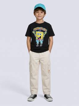 Jack & Jones Junior - Boys Black SpongeBob Graphic Print T-Shirt