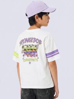 Jack & Jones Junior - Boys White SpongeBob Graphic Print T-Shirt