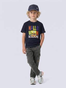 Jack & Jones Junior - Boys Navy Blue SpongeBob Graphic Print T-Shirt