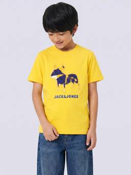 Jack & Jones Junior - Boys Yellow Doggo Bead Applique T-Shirt
