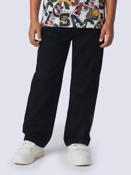 Jack & Jones Junior - Boys Black Cotton Blend Jeans