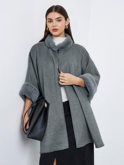 Styli - Women Oversized Cape Fit Long Line Wintercoat