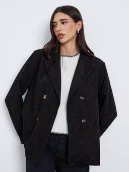 Styli - Women Regular Length Double Breasted Corduroy Blazer