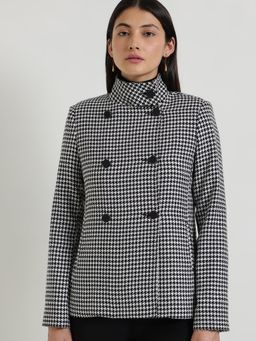 FableStreet - Double Breasted Tweed Blazer - Grey
