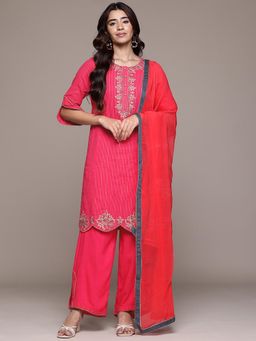 Aarke Ritu Kumar - Pink Floral Kurta with Pant and Dupatta