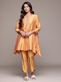 Aarke Ritu Kumar - Orange Floral Kurta with Pant
