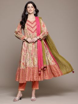 Aarke Ritu Kumar - Multi-Color Floral Kurta with Pant and Dupatta