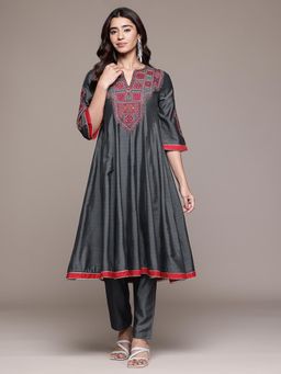 Aarke Ritu Kumar - Grey Embroidered Kurta with Pant