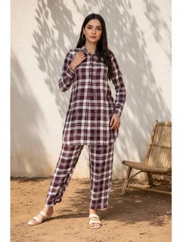 Aurelia - Maroon Checks Kurta with Palazzo