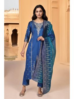 Aurelia - Blue Abstract Kurta with Pant and Dupatta