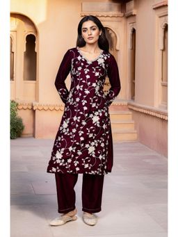 Aurelia - Maroon Embroidered Kurta with Palazzo