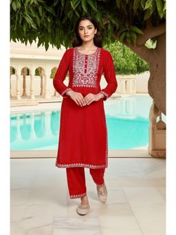 Aurelia - Red Embroidered Kurta with Pant