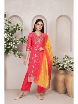 Aurelia - Pink Floral Kurta with Palazzo and Dupatta