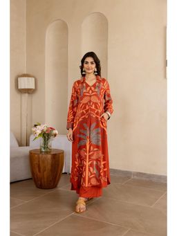 Autumnlane - Rust Printed Kurta with Palazzo