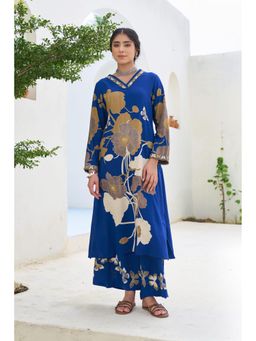 Autumnlane - Blue Floral Kurta with Palazzo
