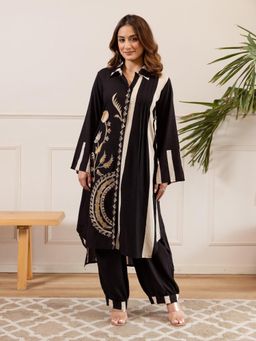 Autumnlane - Black Printed Kurta with Salwar
