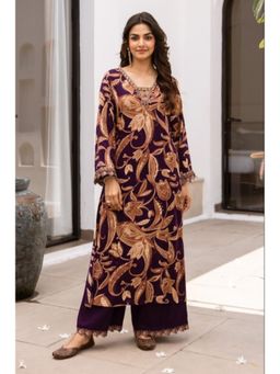 Autumnlane - Purple Floral Kurta with Palazzo