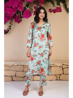 W - Green Floral Kurta with Pant