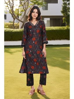 W - Black Floral Kurta with Pant