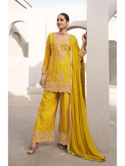 Autumnlane - Yellow Embroidered Kurti with Palazzo and Dupatta