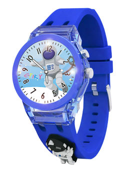 Spiky - Round Blue Analogue Watch, 7 Colorful Led Lights With Radium strap