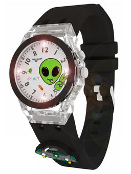 Spiky - Round Black Analogue Watch, 7 Colorful Led Lights With Radium strap